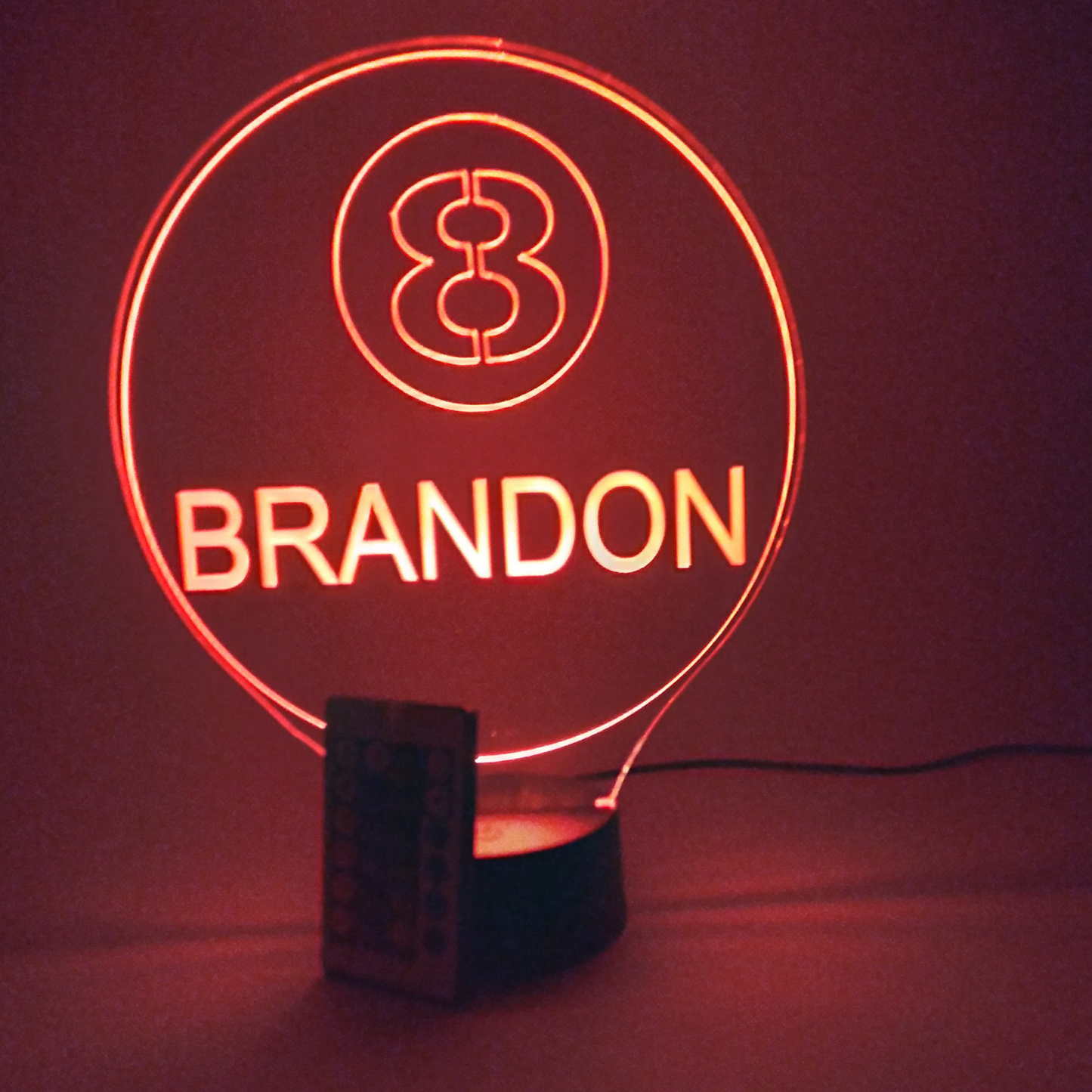 8 Eight Ball Pool Billiards Personalized Night Light Up Table Desk Lamp LED Eight ball Cue Sports Games Name Engraved 16 Colors with Remote