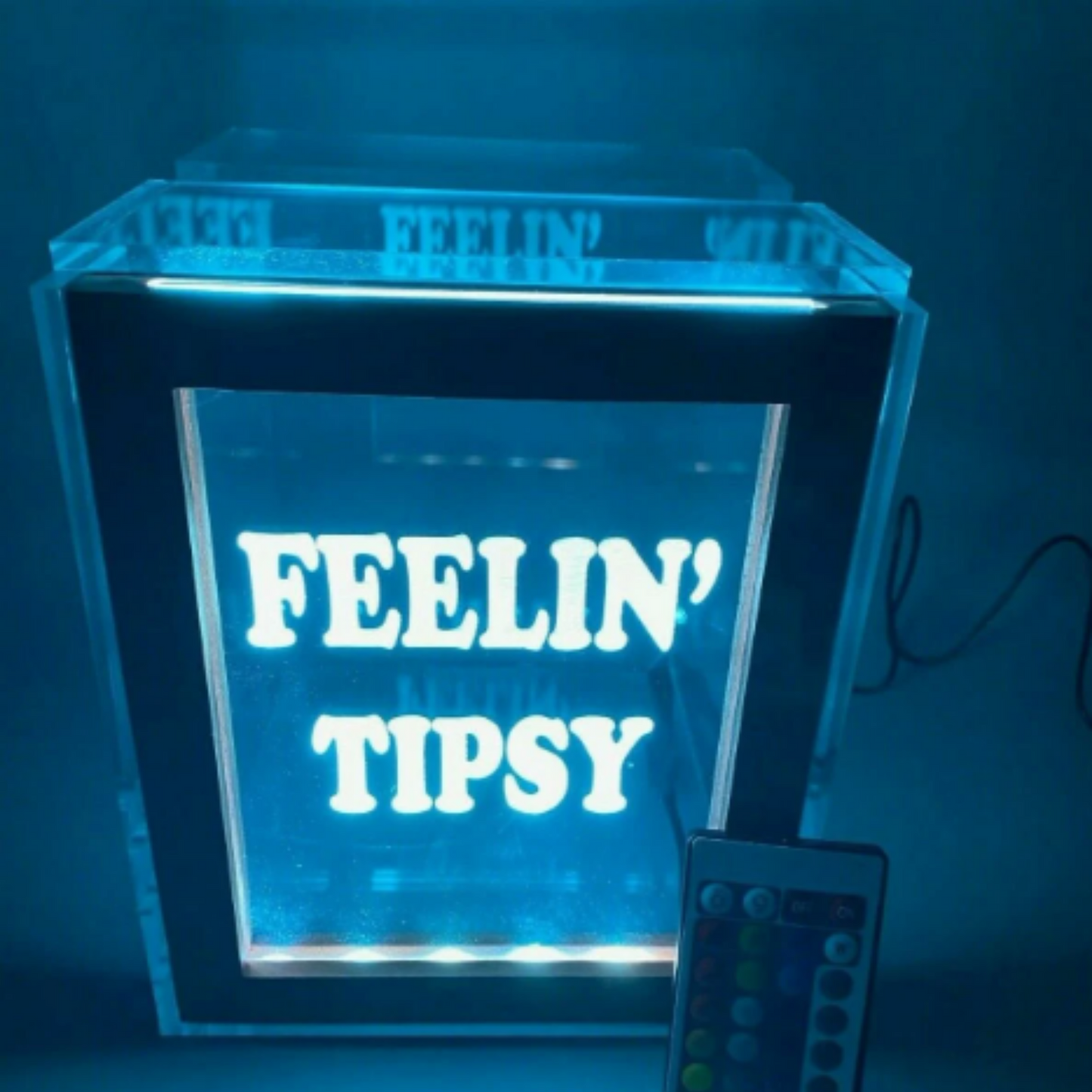 Tip Box Raffle Fund Raiser Donation Jar Fantastically Unique Eye Catching Personalized Engraved LED 16 Colors Changing 7"W x 8.5"H Container