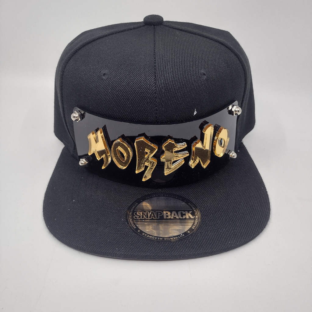 Black Custom Snapback Hat, Laser Cut Letters, Made to Order, Exclusive Creation