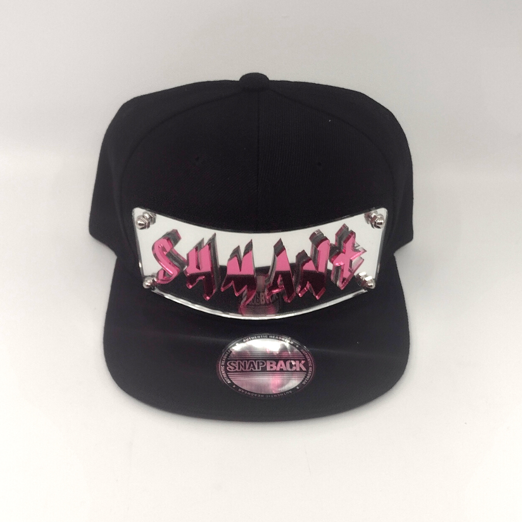 Black Custom Snapback Hat, Laser Cut Letters, Made to Order, Exclusive Creation