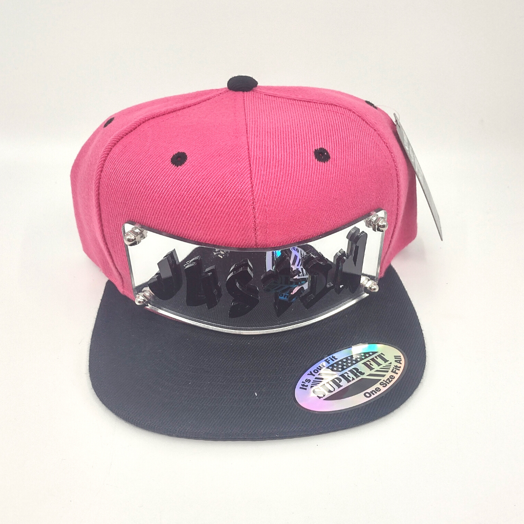 Pink and Black Custom Snapback Hat, Laser Cut Letters, Made to Order, Exclusive Creation