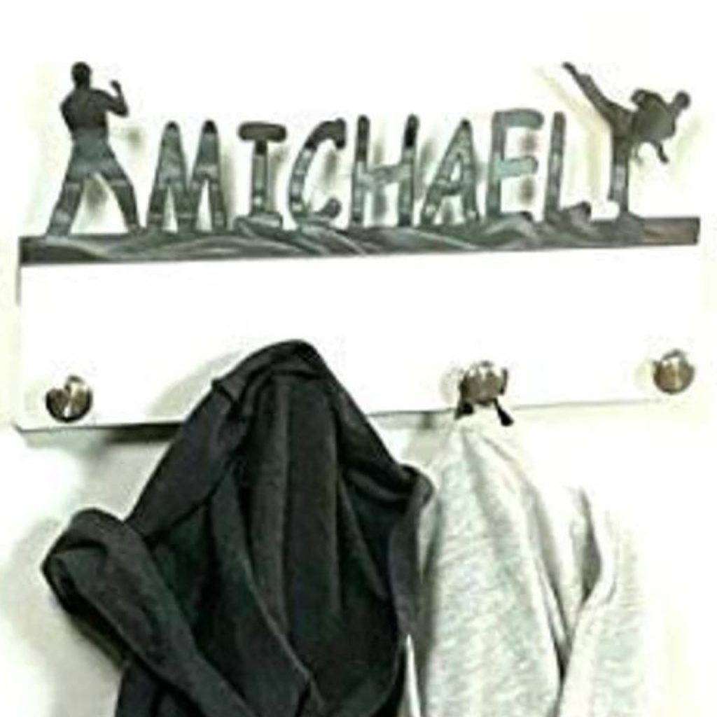Martial Arts, Karate Personalized Sports Coat Hook Hanger, Handmade Wall Organizer, Storage Space for Your Living Space