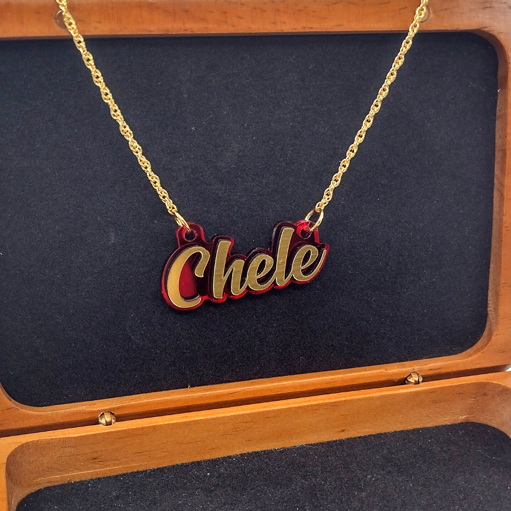 Custom Gold Hoop Earrings and a Name Necklace, Personalized Name and Background Color, Hand-made Jewelry Set