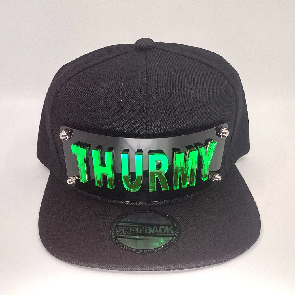 Black Custom Snapback Hat, Laser Cut, Made to Order, Exclusive Creation