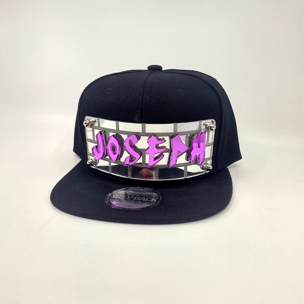 Black Custom Snapback Hat, Laser Cut Letters, Made to Order, Exclusive Creation