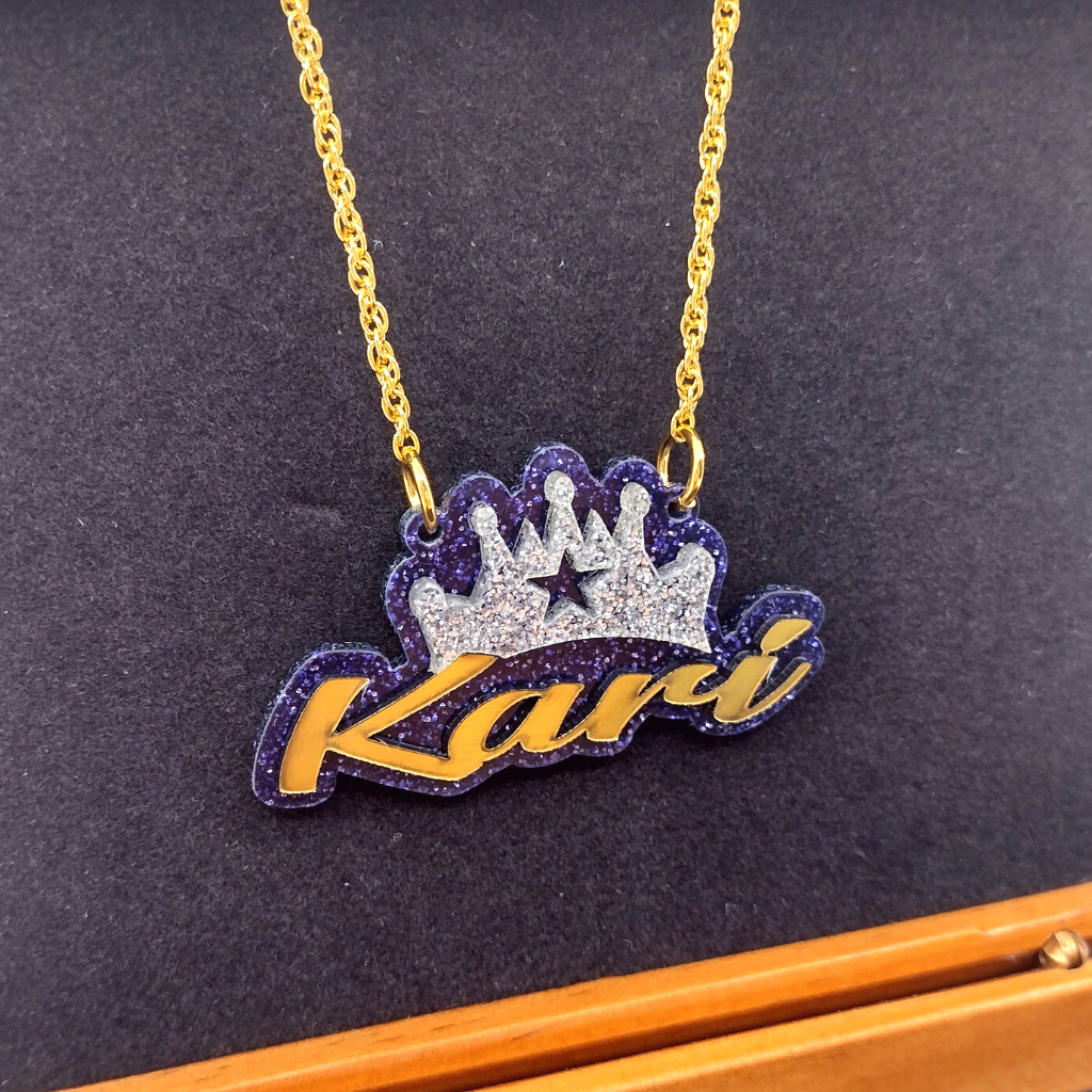Custom Crown Personalized Necklace and Studs Jewelry Set