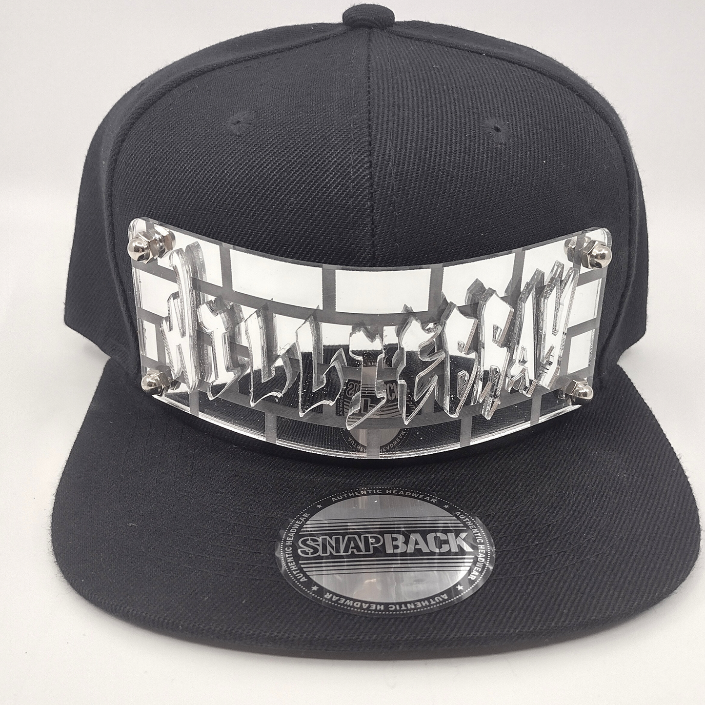 Black Custom Snapback Hat, Laser Cut Letters, Made to Order, Exclusive Creation