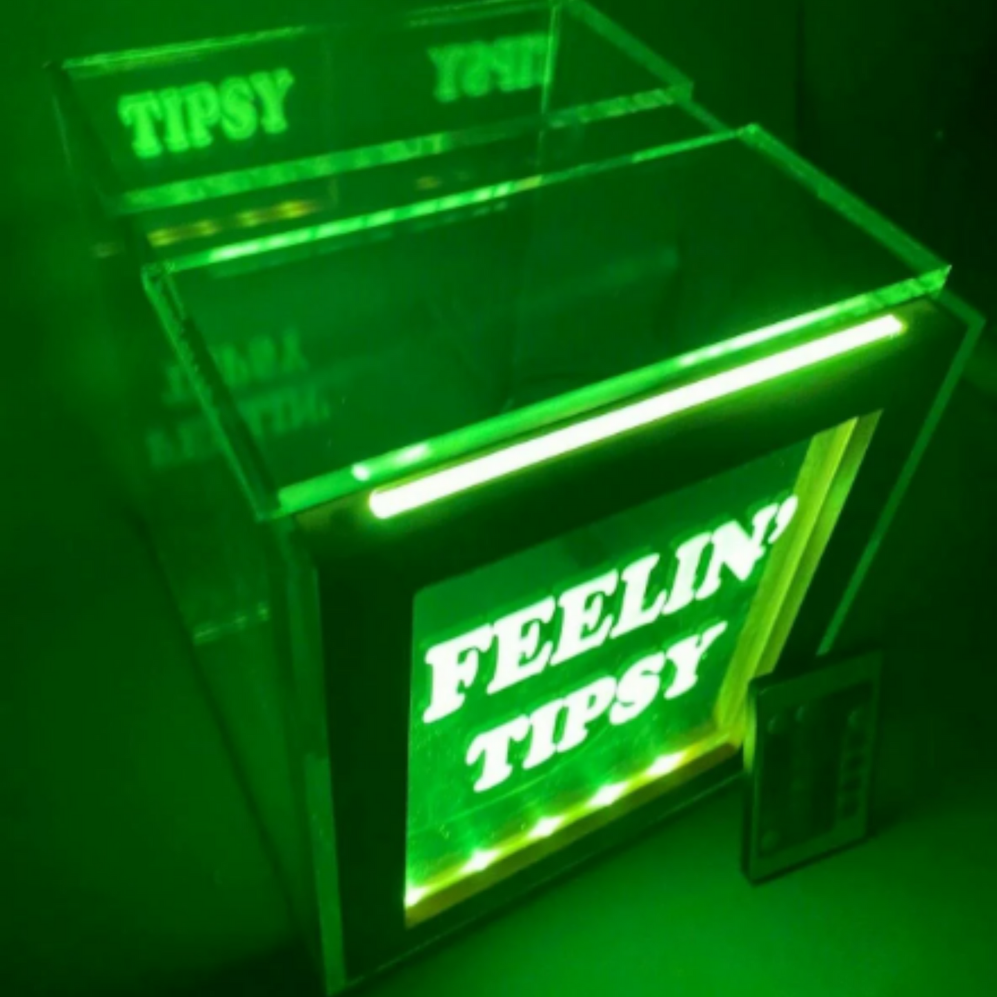 Tip Box Raffle Fund Raiser Donation Jar Fantastically Unique Eye Catching Personalized Engraved LED 16 Colors Changing 7"W x 8.5"H Container