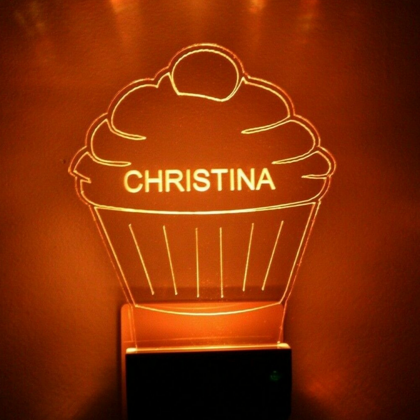 Cupcake Night Light Multi Color Personalized LED Wall Plug-in, Cool-Touch Smart Dusk to Dawn Sensor, Bedroom, Hallway, Bathroom, Super Cool
