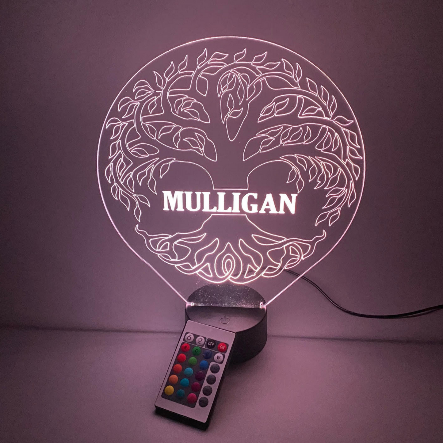 Tree of Life Family LED Tabletop Night Light Up Lamp, 16 Color options with Remote