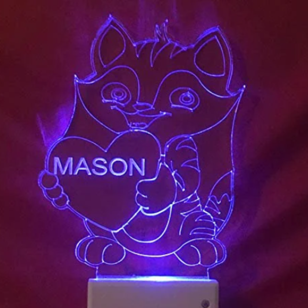 Cat and Heart LED Tabletop Night Light Multi Color Personalized Wall Plug-in Cool Touch Smart Dusk to Dawn Sensor
