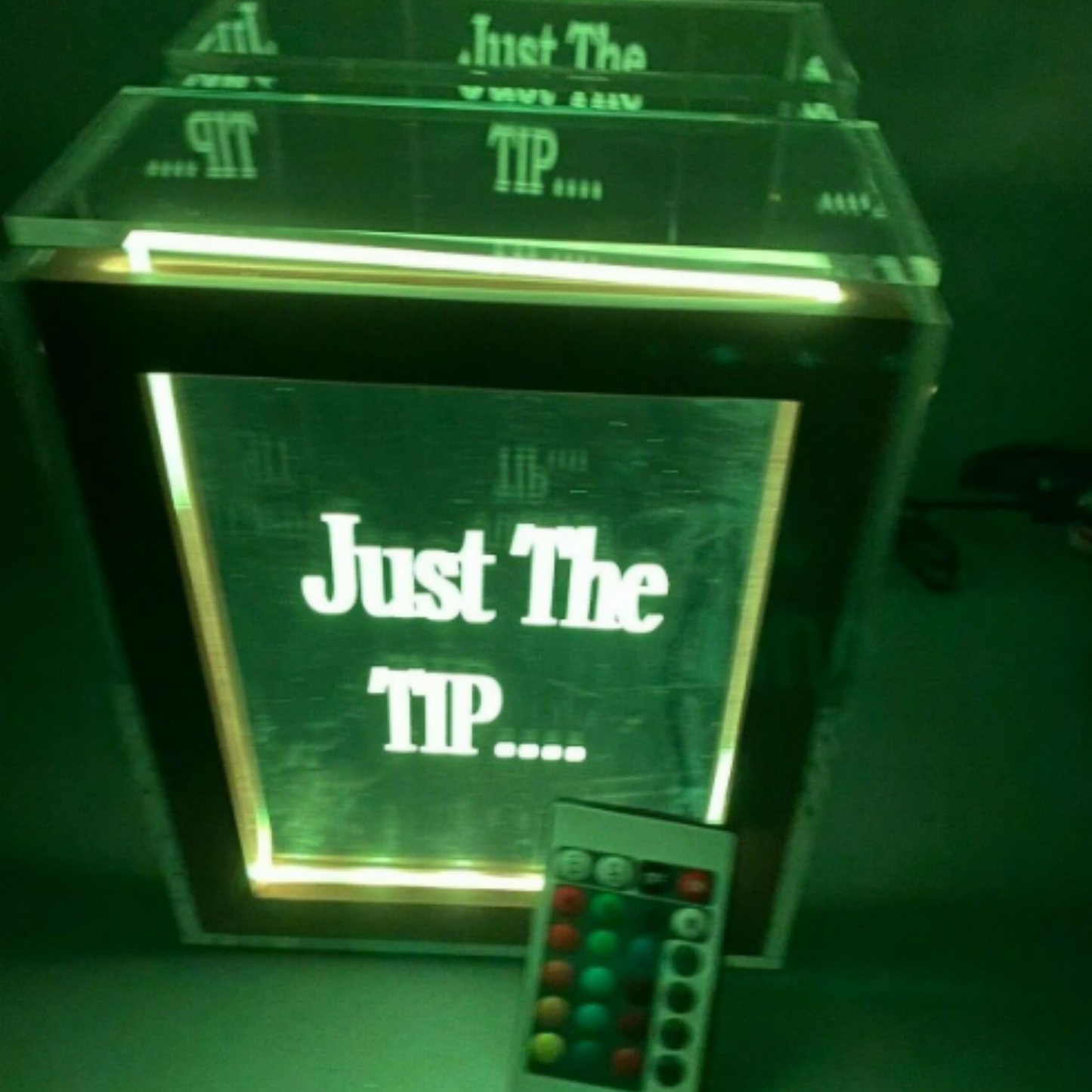 Fantastically Unique Eye Catching Tip Box Raffle Fund Raiser Donation Jar Personalized Engraved LED 16 Colors Changing 7"W x 8.5"H Container