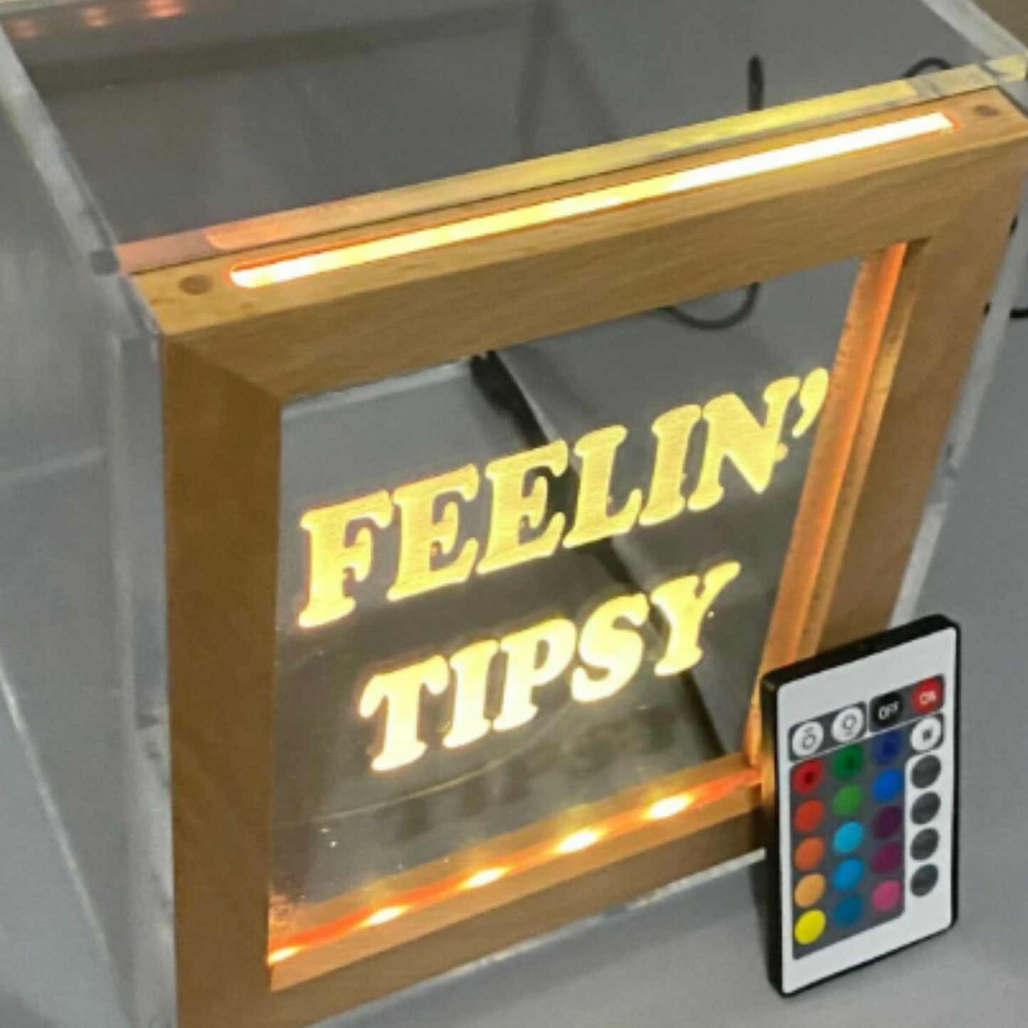 Tip Box Raffle Fund Raiser Donation Jar Fantastically Unique Eye Catching Personalized Engraved LED 16 Colors Changing 7"W x 8.5"H Container