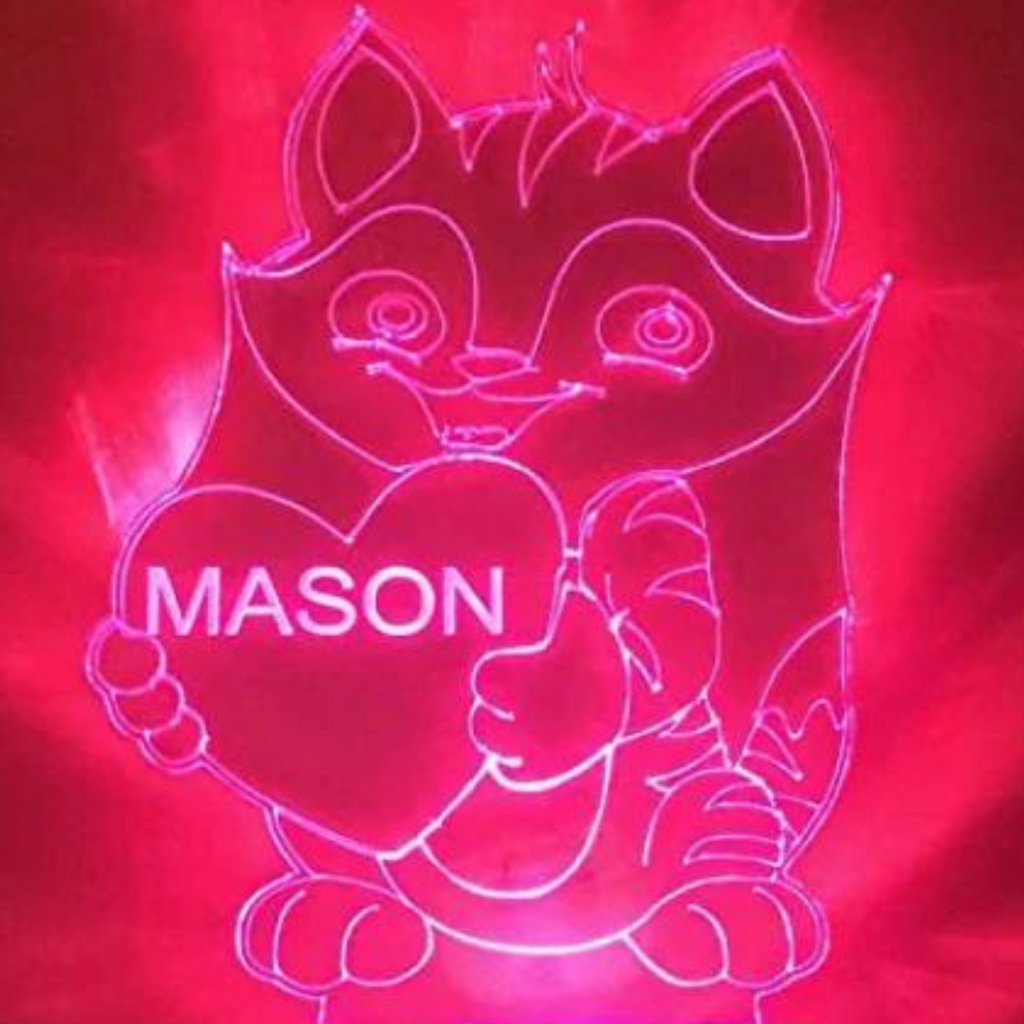 Cat and Heart LED Tabletop Night Light Multi Color Personalized Wall Plug-in Cool Touch Smart Dusk to Dawn Sensor