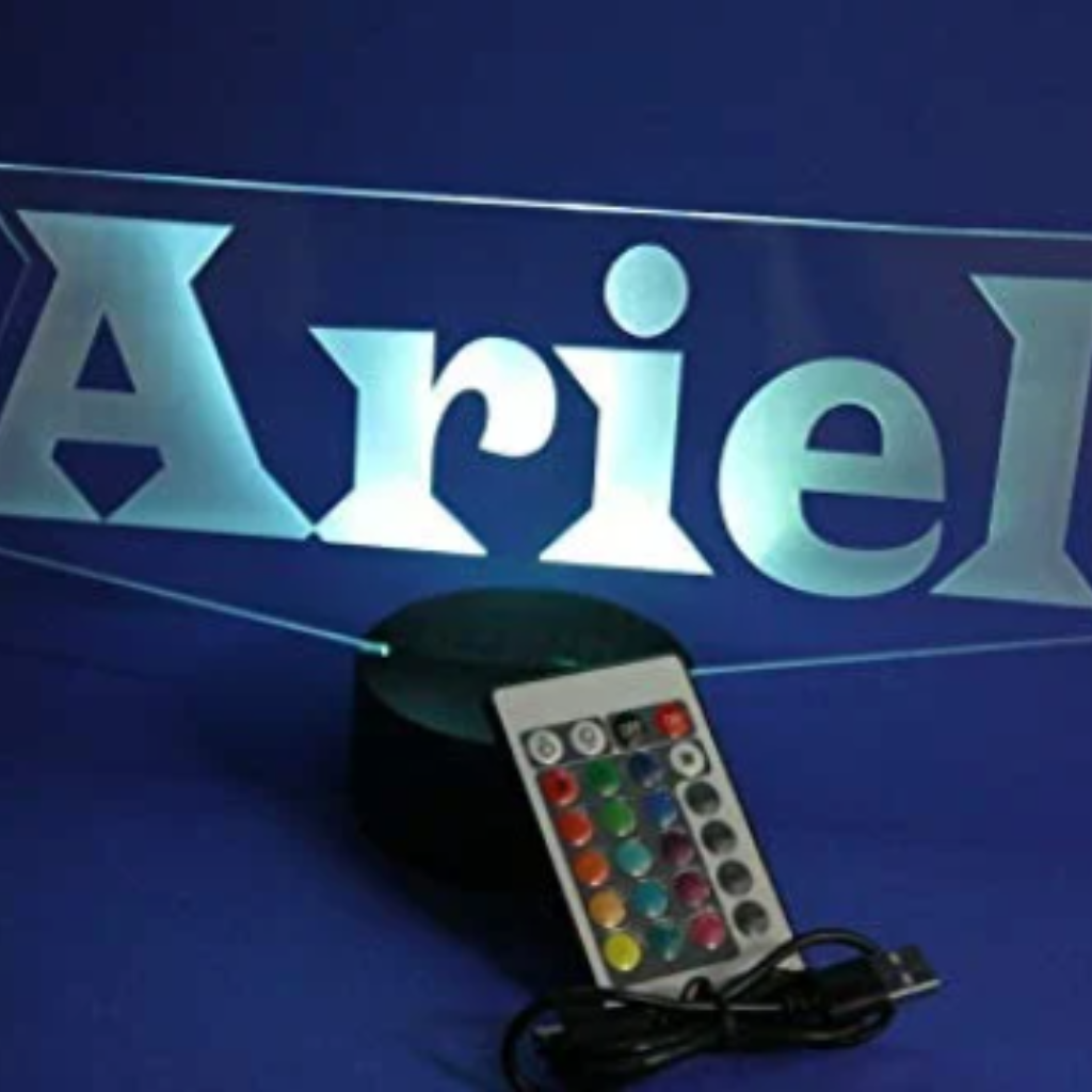 Custom Name LED Tabletop Night Light Up Lamp, Personalized, Engraved, Create Your Own Custom Name or Word, 16 Color options with Remote