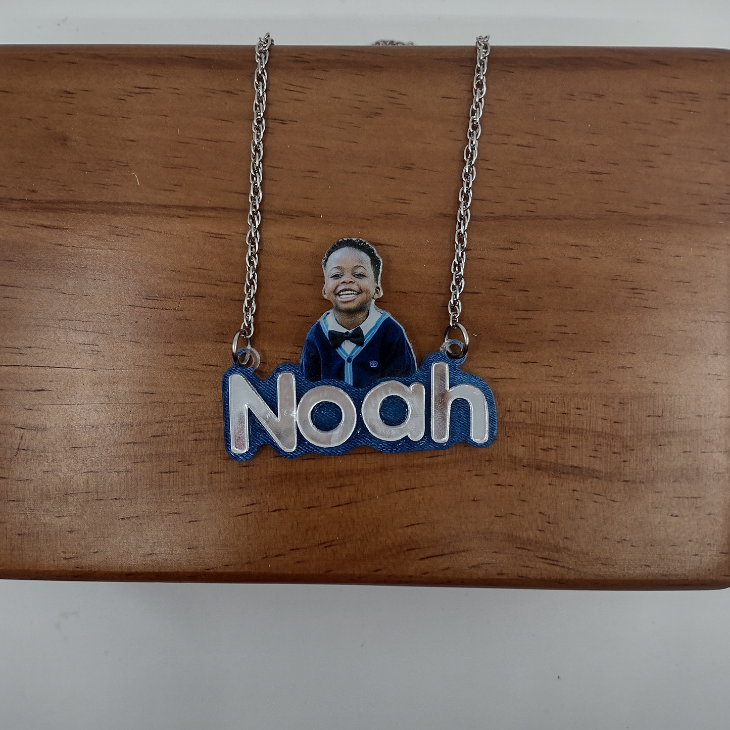 Custom Picture Photo Printed on Premium Clear Acrylic Necklace Pendant Personalized Free Laser Cut Name With Quality Choice Chain