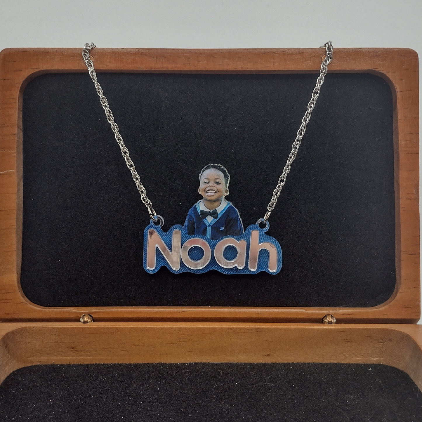 Custom Picture Photo Printed on Premium Clear Acrylic Necklace Pendant Personalized Free Laser Cut Name With Quality Choice Chain