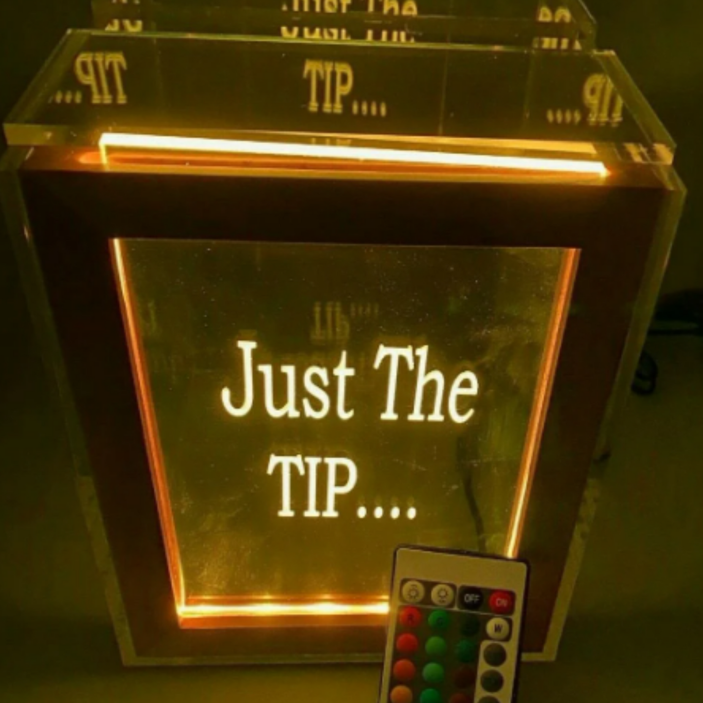 Fantastically Unique Eye Catching Tip Box Raffle Fund Raiser Donation Jar Personalized Engraved LED 16 Colors Changing 7"W x 8.5"H Container