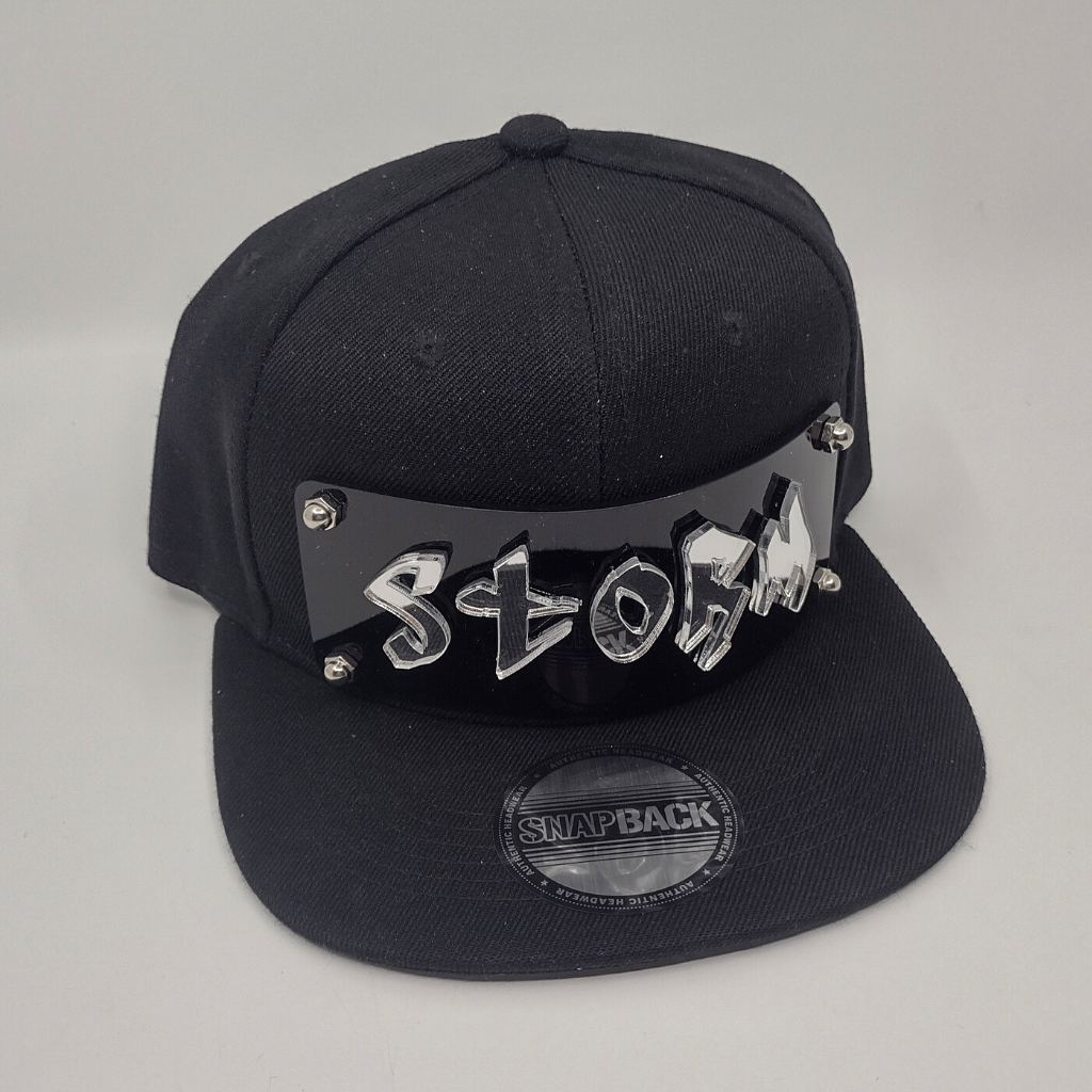 Black Custom Snapback Hat, Laser Cut, Made to Order, Exclusive Creation