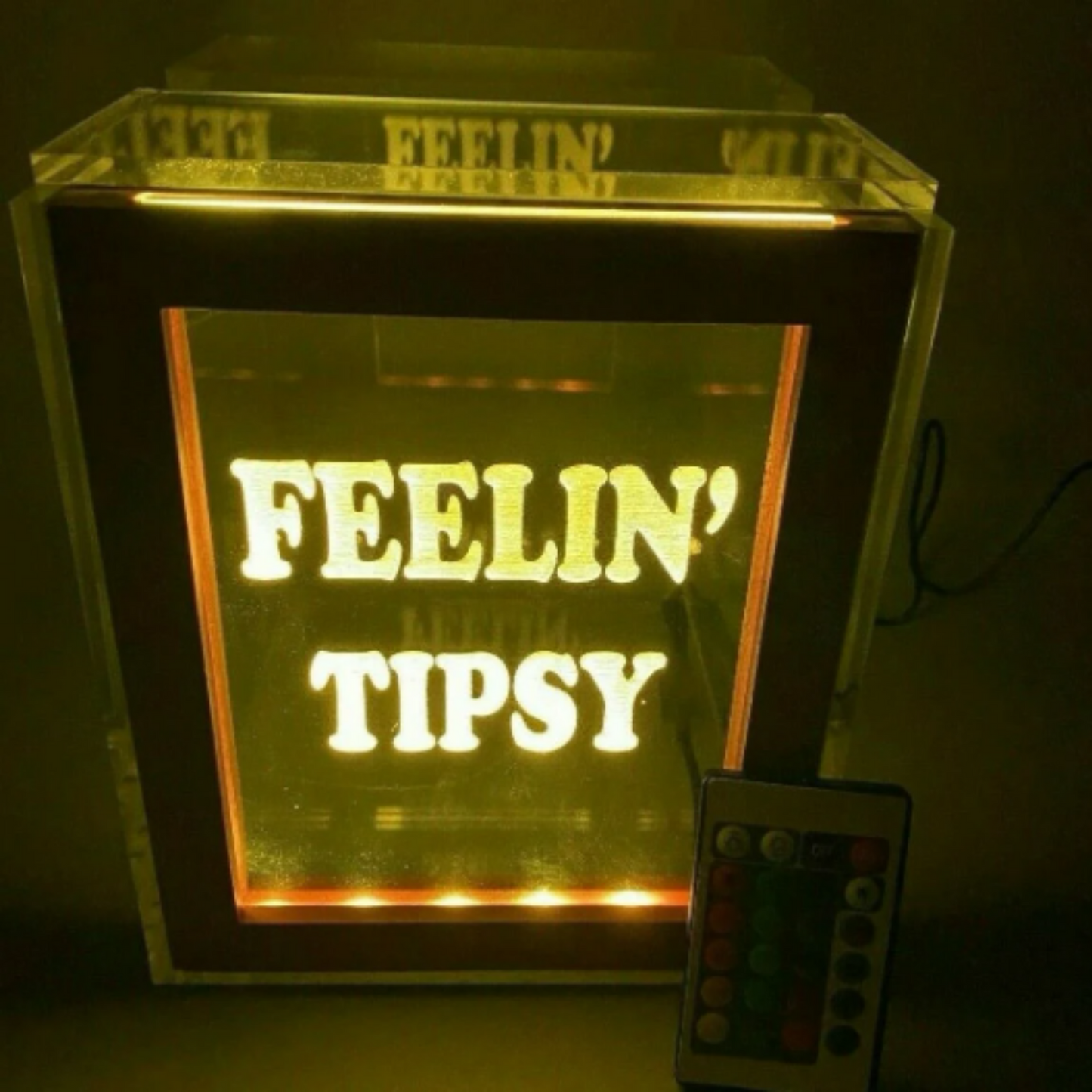 Tip Box Raffle Fund Raiser Donation Jar Fantastically Unique Eye Catching Personalized Engraved LED 16 Colors Changing 7"W x 8.5"H Container