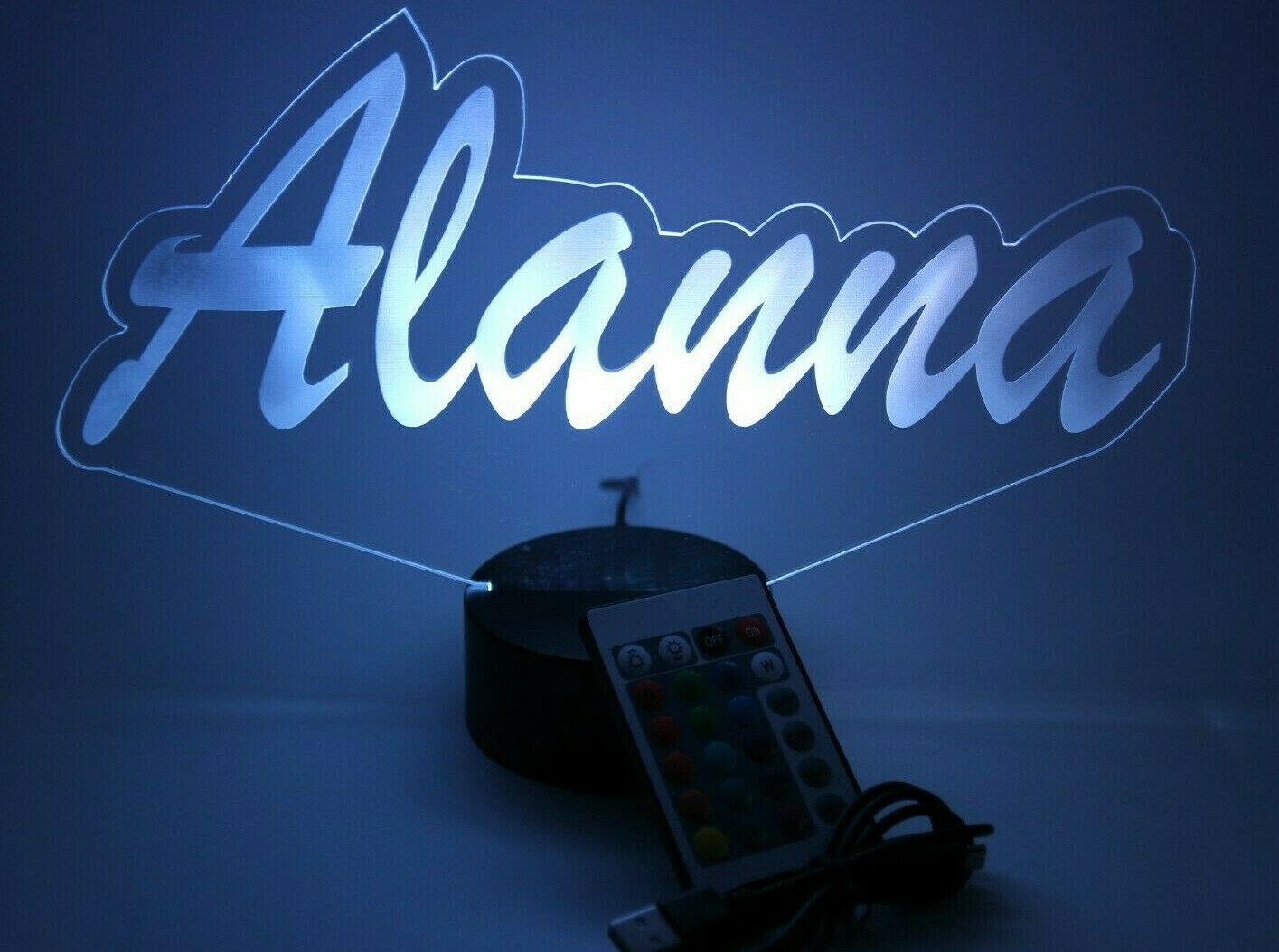 Script Cursive Custom Name LED Tabletop Nightlight Up Lamp, 16 Color Changing Options with Remote