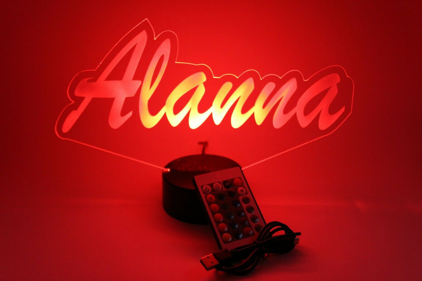 Script Cursive Custom Name LED Tabletop Nightlight Up Lamp, 16 Color Changing Options with Remote