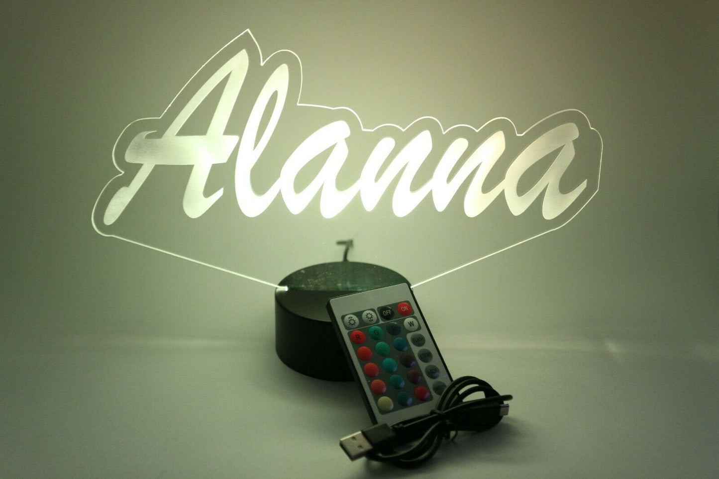 Script Cursive Custom Name LED Tabletop Nightlight Up Lamp, 16 Color Changing Options with Remote