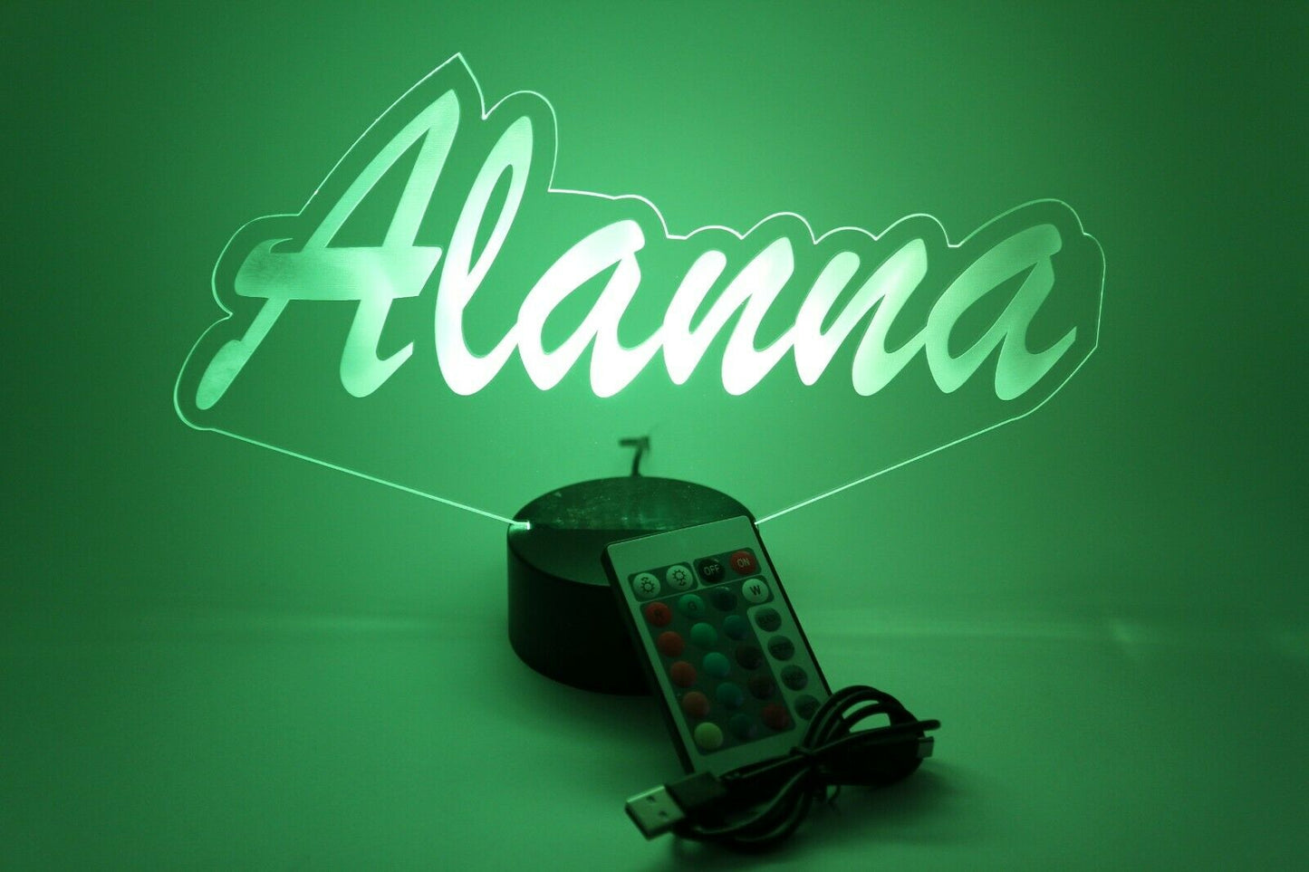 Script Cursive Custom Name LED Tabletop Nightlight Up Lamp, 16 Color Changing Options with Remote
