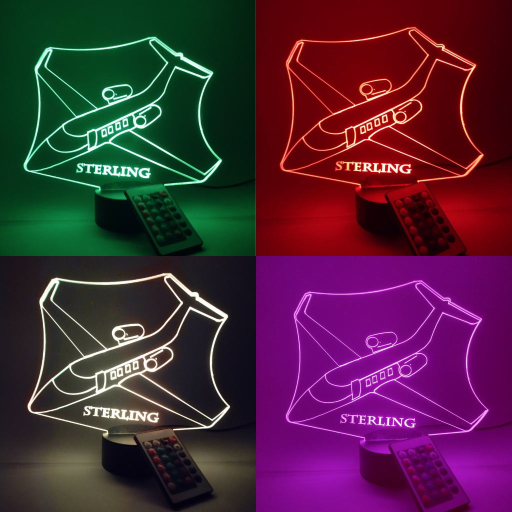 Airplane LED Table top Night Light Up Lamp, 16 color options with Remote