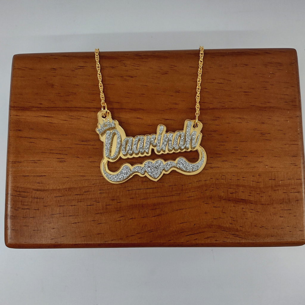 Heart and Swirl with Crown Custom Name Necklace