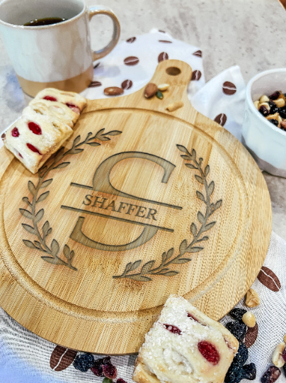 Large Charcuterie Board 13"x10" Round Premium Wood Engraved