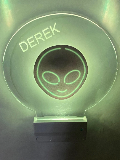 Happy Alien Neon Night Light Multi Color Personalized LED Room Wall Plug-in Cool-Touch Smart With Dusk Dawn Sensor, Bedroom Hallway Bathroom