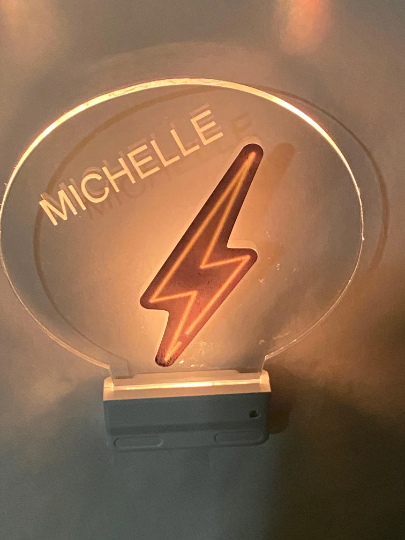 Lightning Bolt Night Light Multi Color Personalized LED Room Wall Plug-in Cool-Touch Smart With Dusk to Dawn Sensor Bedroom Hallway Bathroom