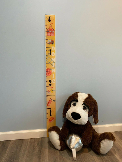 Acrylic Firefighter Fire House Design Kids Growth Chart