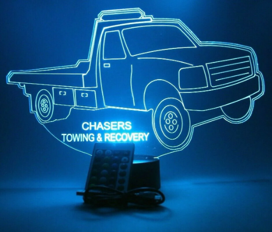 Flatbed Tow Truck LED Tabletop Night Light Up Lamp, 16 Color changing options with Remote