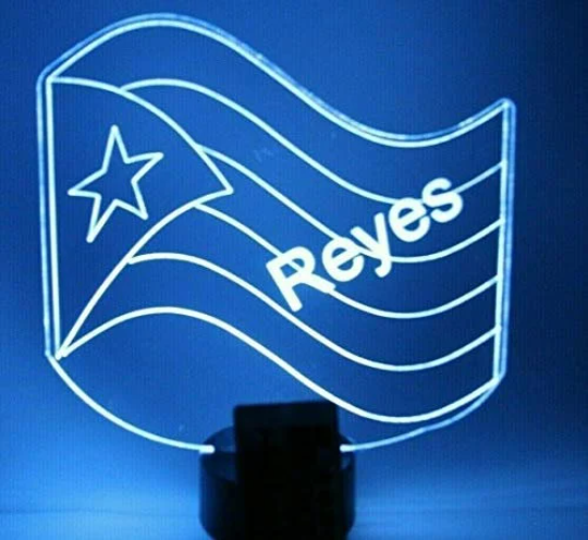 Puerto Rico PR Flag LED Tabletop Night Light Up Lamp, 16 Color options with Remote