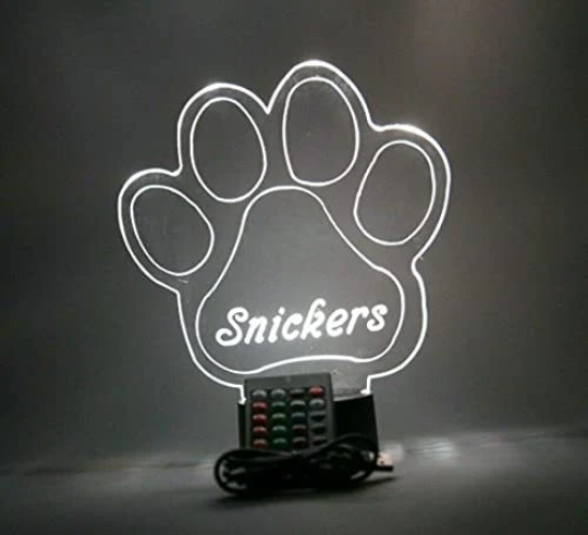 Paw Print LED Tabletop Nightlight Up Lamp, 16 Color Changing Options with Remote