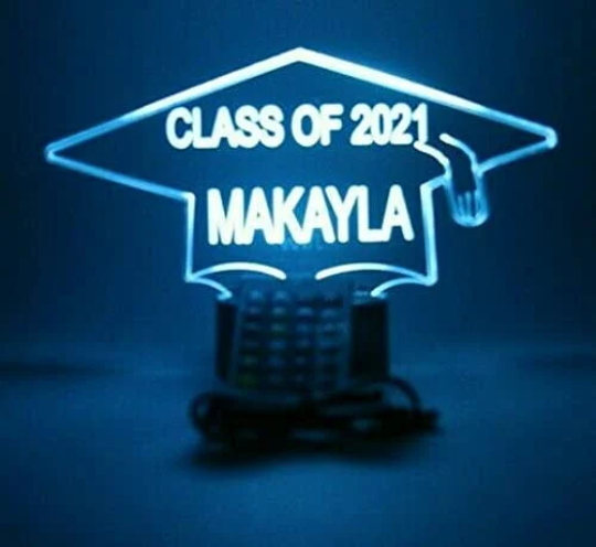 Class of Graduation Cap LED Tabletop Nightlight Up Lamp, 16 Color Changing Options with Remote