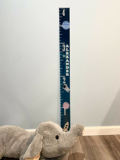 Acrylic Rocket Ships & Space Design Kids Growth Chart