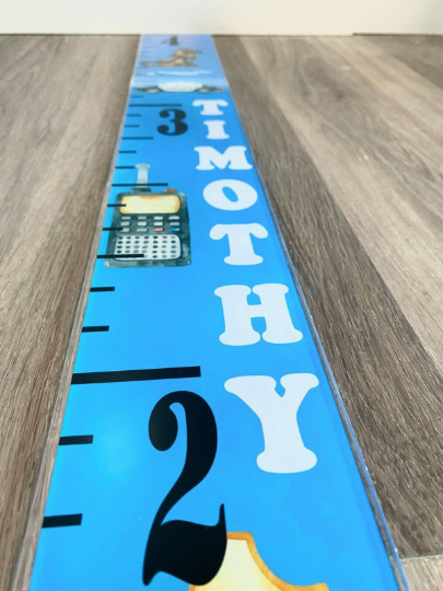 Acrylic Police Man Car Badge Design Height Kids Growth Chart
