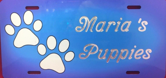 Custom Engraved Animal Paw Print License Vanity Plate