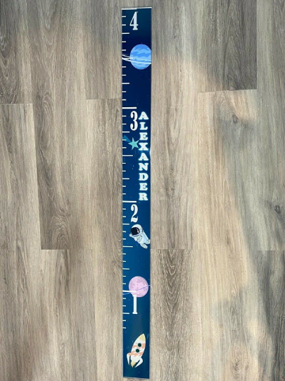 Acrylic Rocket Ships & Space Design Kids Growth Chart