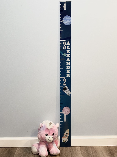 Acrylic Rocket Ships & Space Design Kids Growth Chart