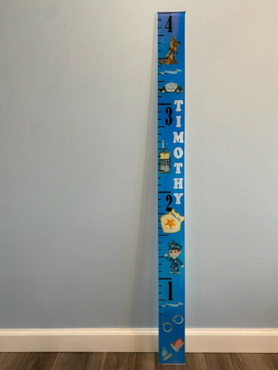 Acrylic Police Man Car Badge Design Height Kids Growth Chart