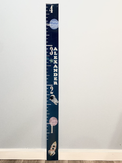 Acrylic Rocket Ships & Space Design Kids Growth Chart