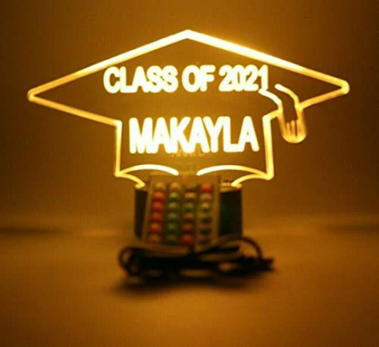 Class of Graduation Cap LED Tabletop Nightlight Up Lamp, 16 Color Changing Options with Remote