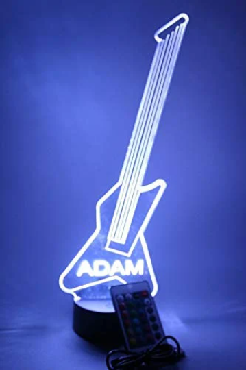 Electric Guitar Music LED Tabletop Night Light Up Lamp, 16 Color options with Remote