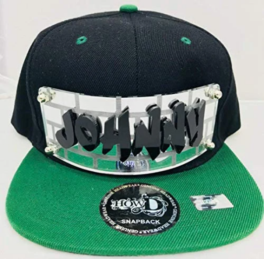 Personalized Custom Snapback Hat Six Panel Flat Bill Snap Back Hat Cap, Laser Cut Graffiti Letters, Custom Made to Order, Exclusive Creation