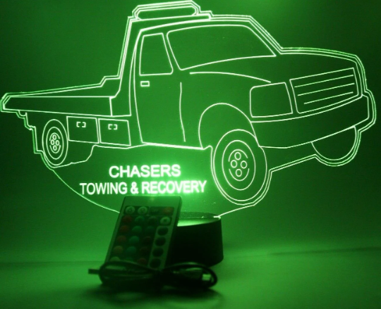 Flatbed Tow Truck LED Tabletop Night Light Up Lamp, 16 Color changing options with Remote