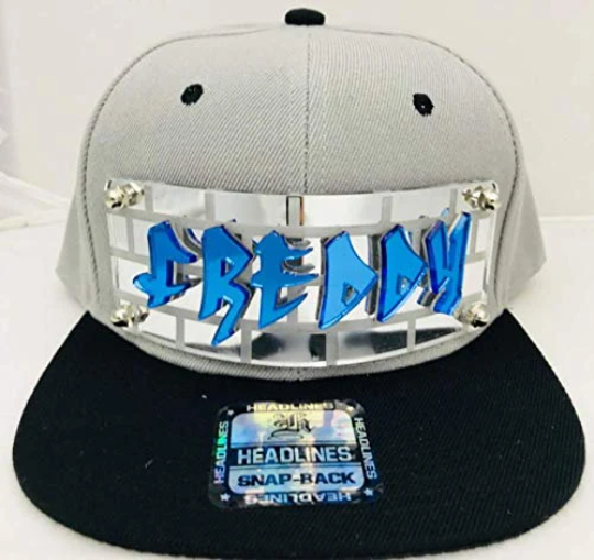 Custom Gray Hat Black Brim Snapback Hat, Laser Cut Letters